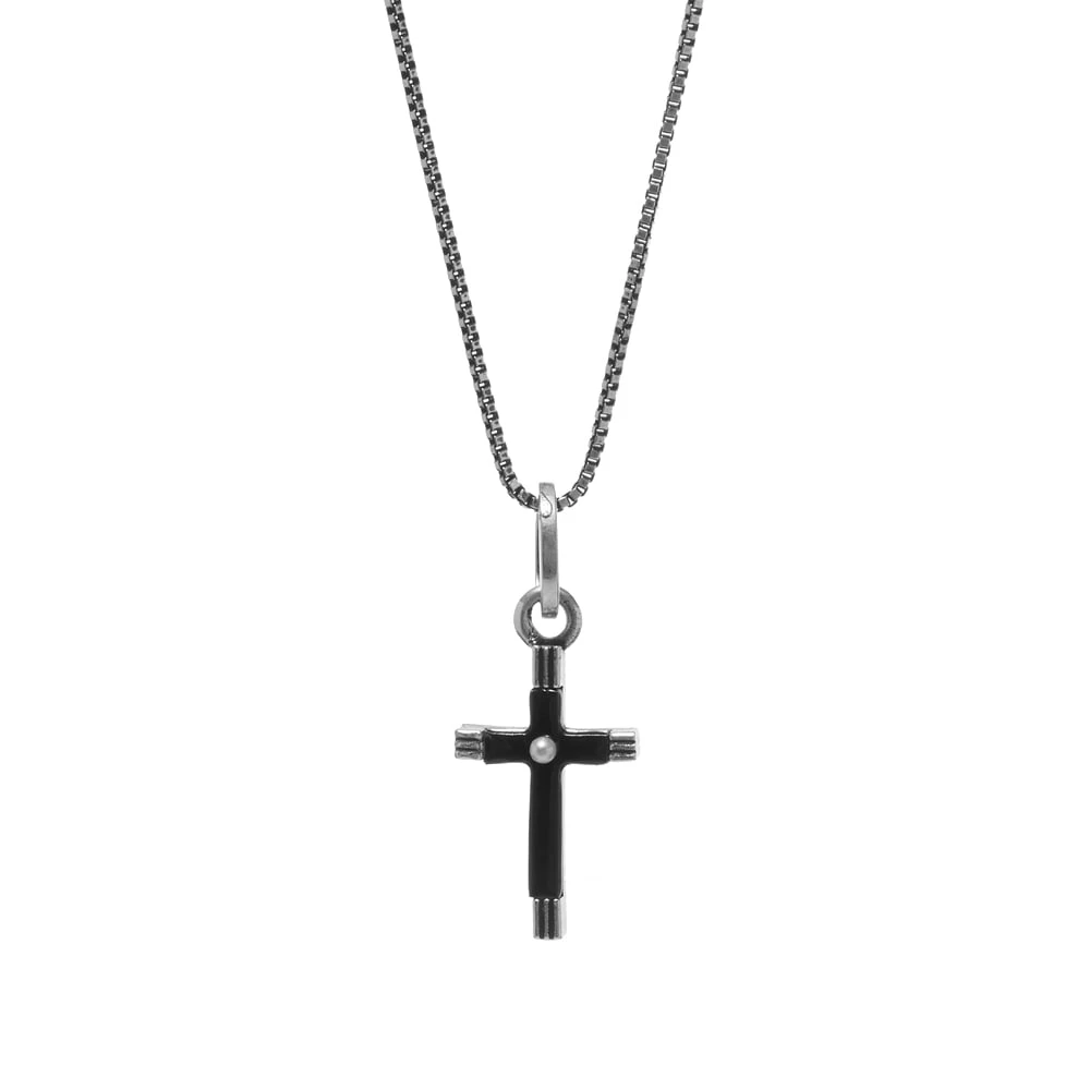 Saint Laurent Slim Pendant Necklace With Cross - Image 2