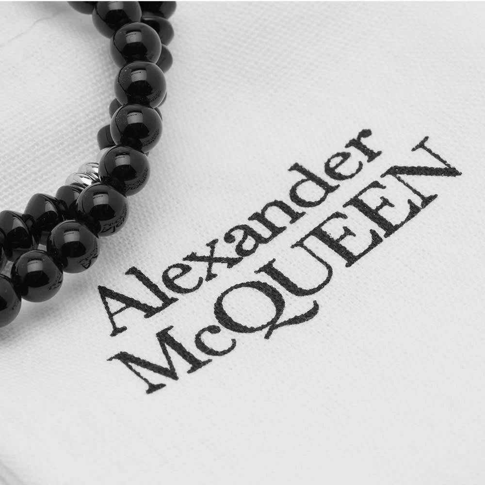 Alexander McQueen Beaded Double Wrap Skull Bracelet - Image 4