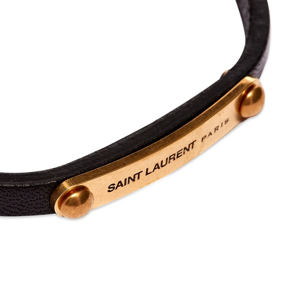 Saint Laurent Leather Id Plaque Bracelet - Image 4