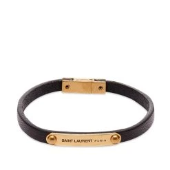 Saint Laurent Leather Id Plaque Bracelet