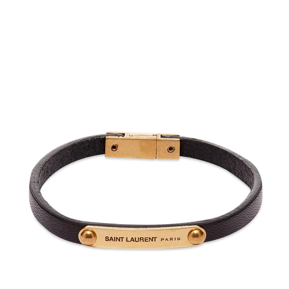 Saint Laurent Leather Id Plaque Bracelet